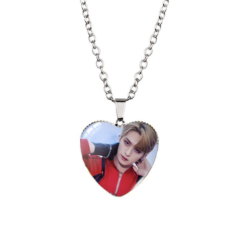 Stray Kids Hartvormige Tijd Edelsteen Hanger Ketting Voor Trendy Jongens Met Reguliere Ketting