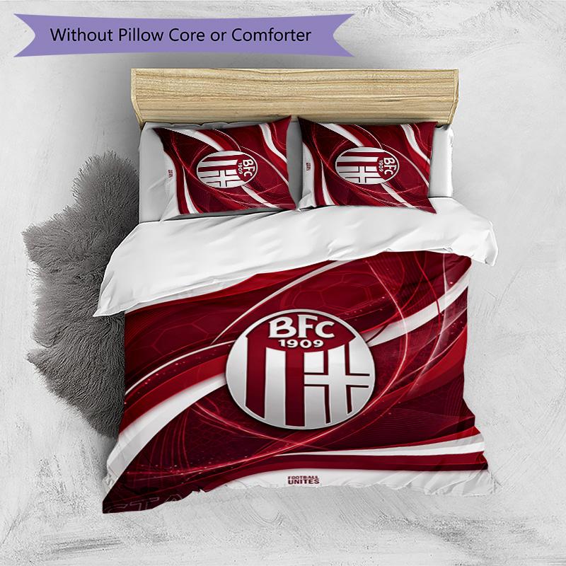 Bologna FC Printed 3PCS Bedding Set Breathable Duvet Cover with Pillowcases Decorative Bed Linen for Bedroom Home