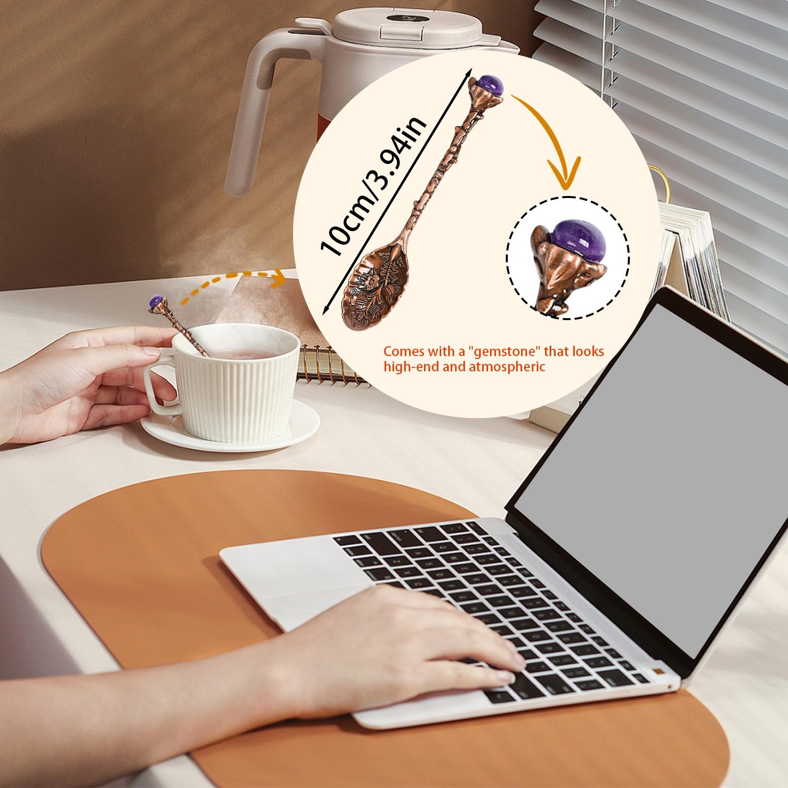 

Кофейные ложки из натурального хрусталя с винтажной резьбой, креативная десертная ложка для размешивания One Size