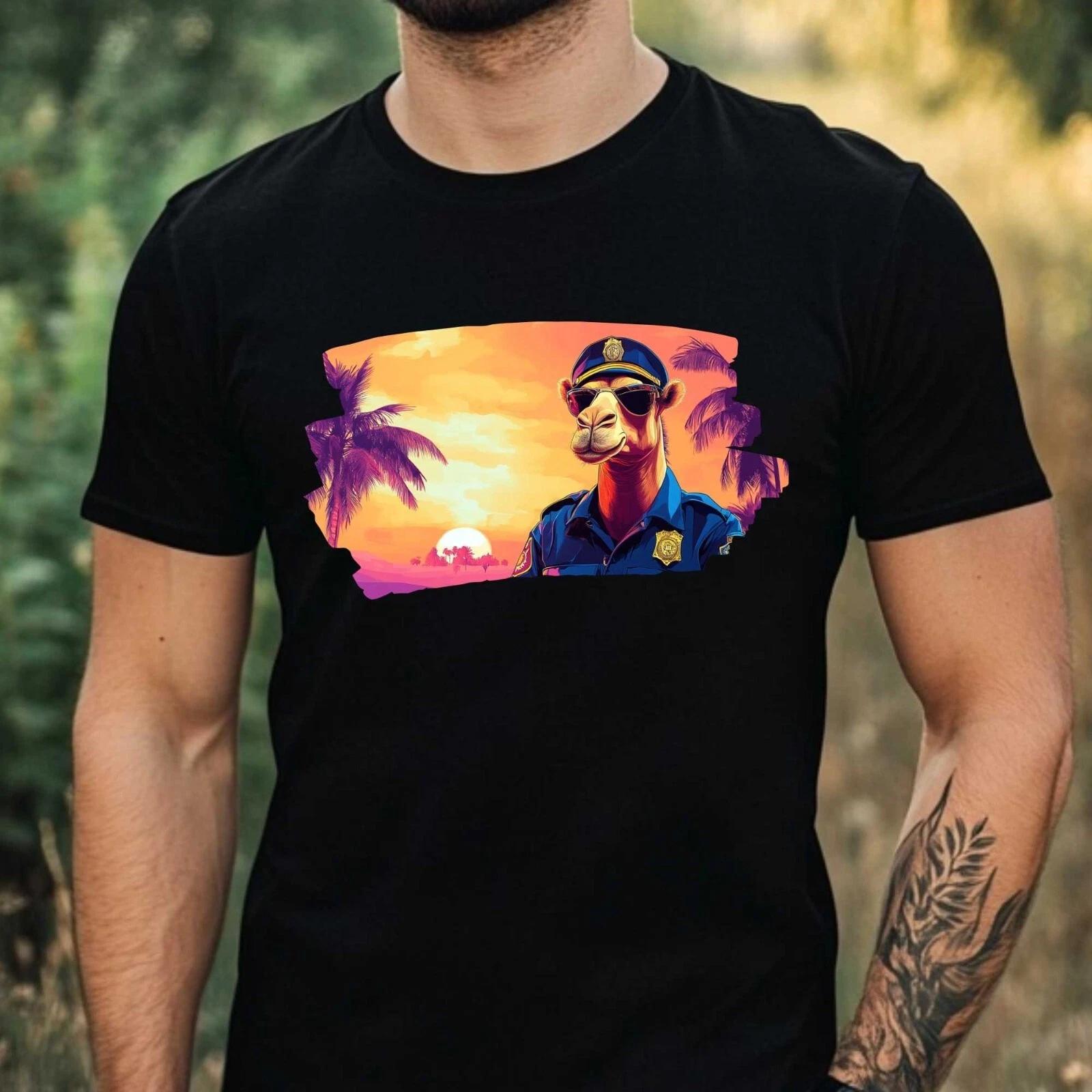 T-Shirt Herren Kamel als Polizist Motiv Baumwolle Größe XS bis 5XL XL