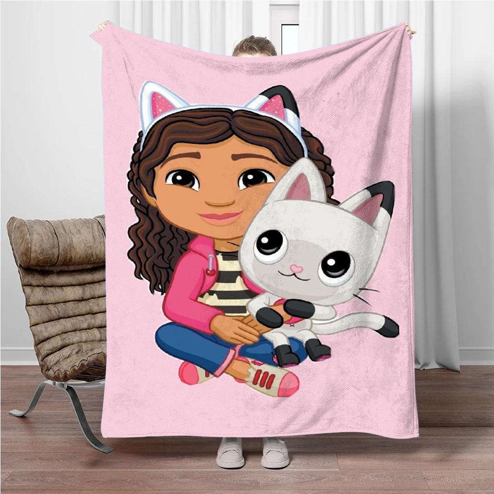 Cartoon G-Gabbys-Dollhouse Soft Flannel Blankets Keep Warm Throw Blanket Comfortable Blanket for Picnic Beds Sofa Home Bedroom