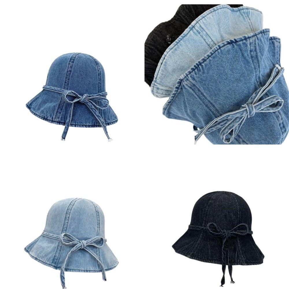 Sweet Face Covering Bow Hat Smiling Face Revealing Face Small Basin Hat Breathable Sun Protection Cowboy Fisherman Hat Summer