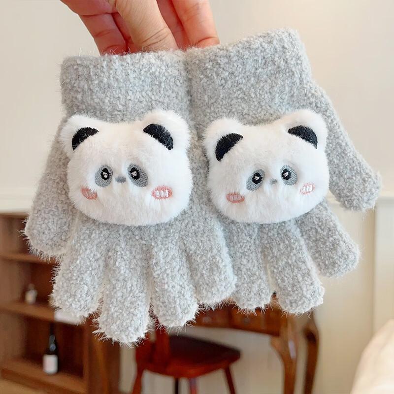 Gants d'hiver à cinq doigts pour enfants avec lapin de dessin animé