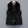 New large-size women's clothing winter new double-breasted fur collar waist cotton-padded vest women's vest jacket