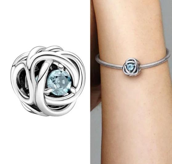 Copper Twelve Month Birthstone Heart Eternity Charms Beads Pendant Fit Original Bracelet For Women Fine Jewelry