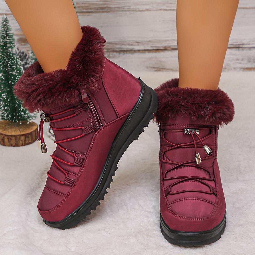 Women's Wide Width Fleece Lined Snow Boots - Short Insulated Winter Boots for Extreme Cold, Plush Lined Ankle Boots