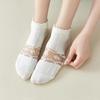 5pairs Retro Cottage Style Textured Floral Socks , Ruffle Trim Cute Socks For Dresses , Women's Stockings & Hosiery