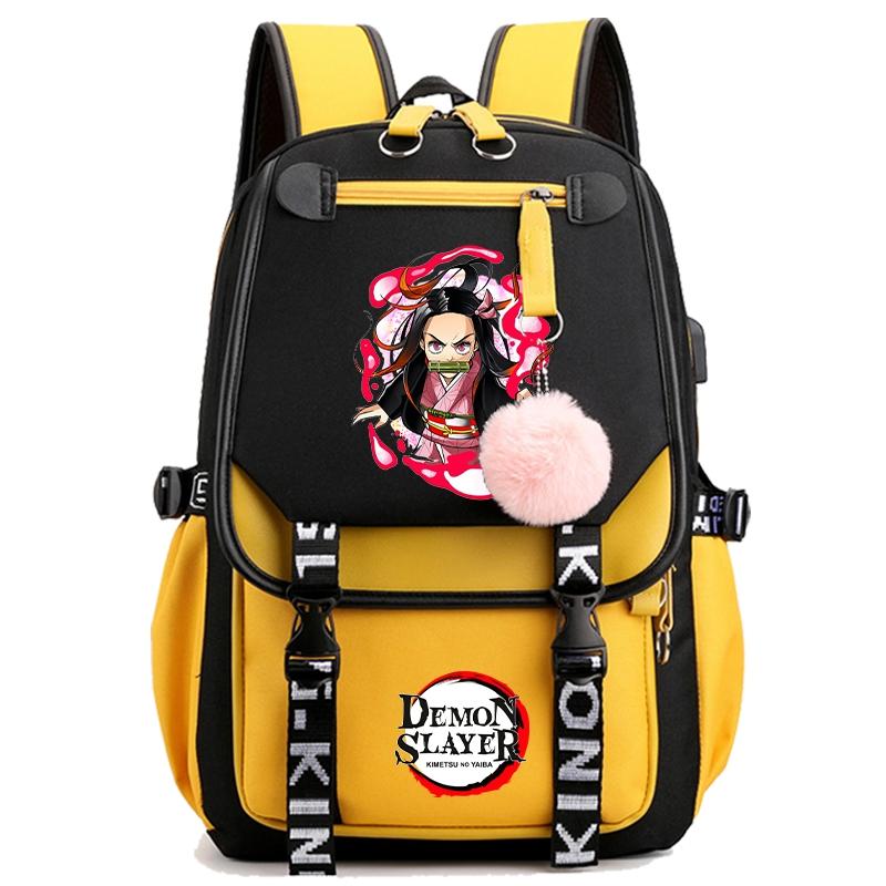 Anime Demon Slayer Backpack for Women Canvas Laptop Bag Back To Schoolbag for Teenager Girl Boy Schoolbag Men Women Travel Bag