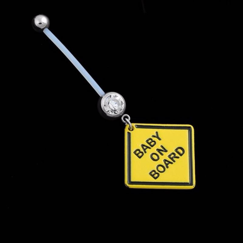 Kristall-Nabelring, Bauchnabelring „Baby an Bord“, baumelnder Körperpiercing-Schmuck, schönes Geschenk für Schwangere