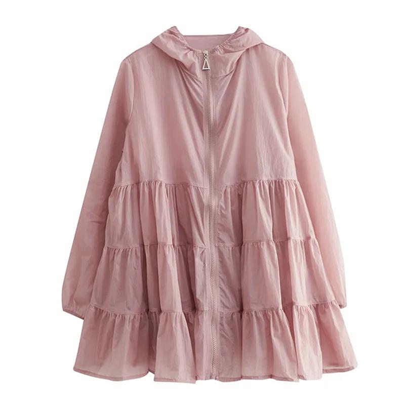 Giacca a vento estiva sottile, abbigliamento protettivo solare, media lunghezza, da donna, traspirante, giacca oversize con cappuccio, capospalla da donna
