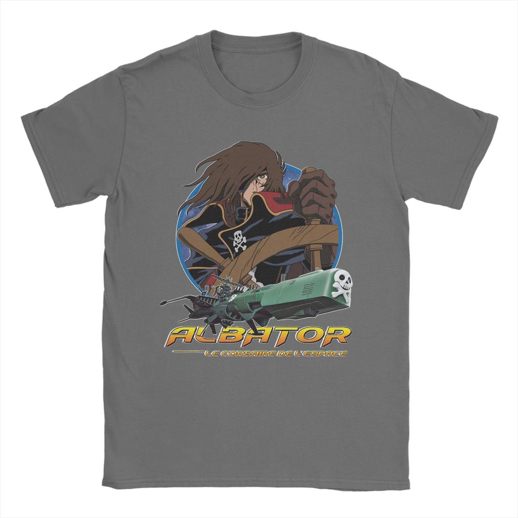 Space Pirate Captain Harlock Albator T Shirt Men's Pure Cotton Vintage T-Shirt O Neck Tee Shirt Short Sleeve Tops Gift Idea
