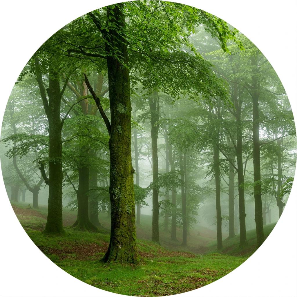 Forest Tree Landscape Print Round Carpet Non-slip Floor Mat Soft Indoor Circle Area Rug for Living Room Bedroom Dorm Kitchen