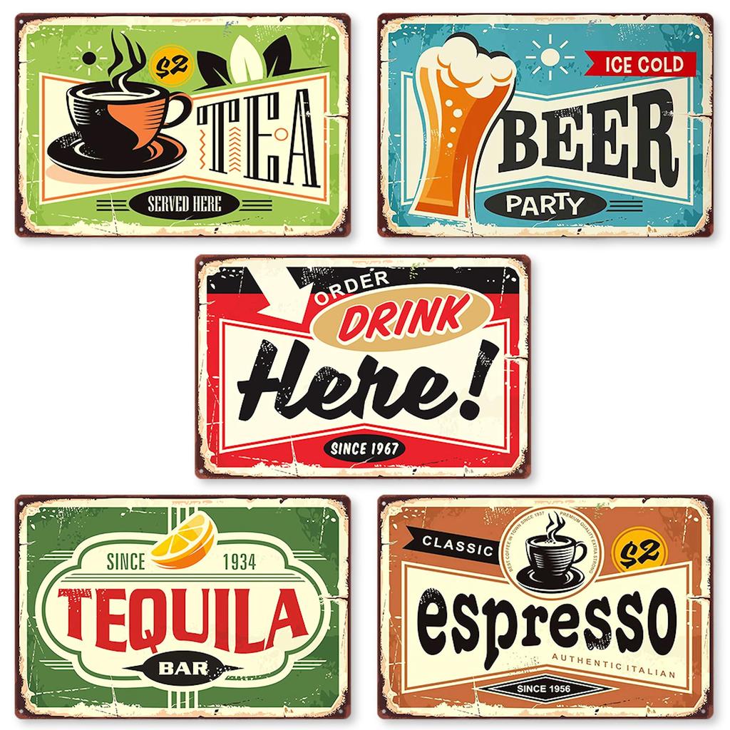 Lezalic Tin Sign American BBQ Drink Interior Wall Decor Board Retro Goods Outdoor Metal Plate (BBQ-01)