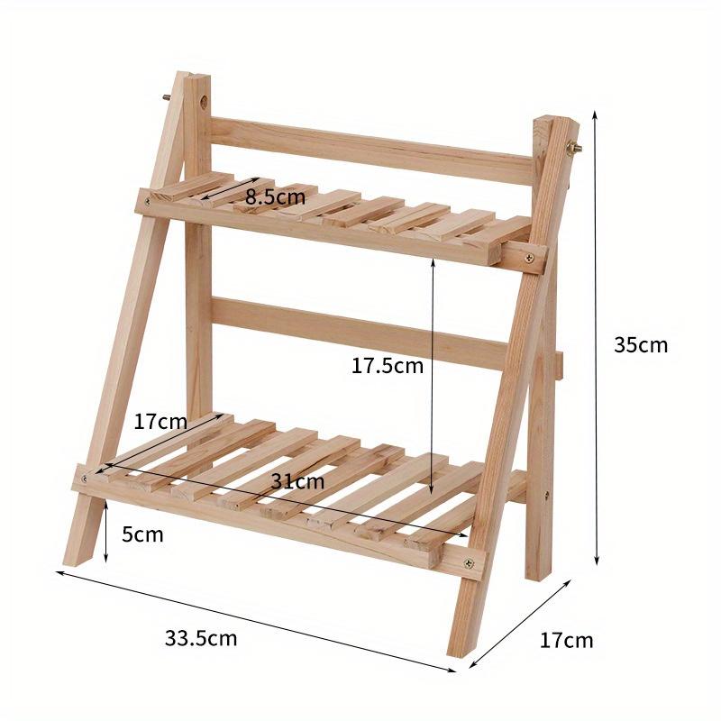 Wooden Desktop Organizer Shelf Trapezoidal Double-Layer Storage Rack Multifunctional Collapsible Desk Organizer for Home Decor