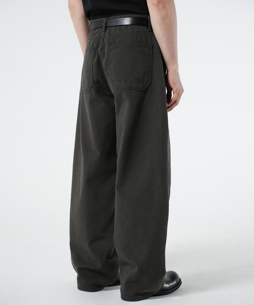 Beulaendideu Wide Curved Cotton Pants [Charcoal]