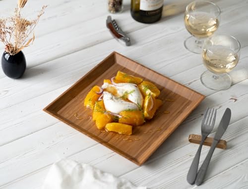 RIVERET RV-412WB Square Dinner Plates, 24-Pair Set