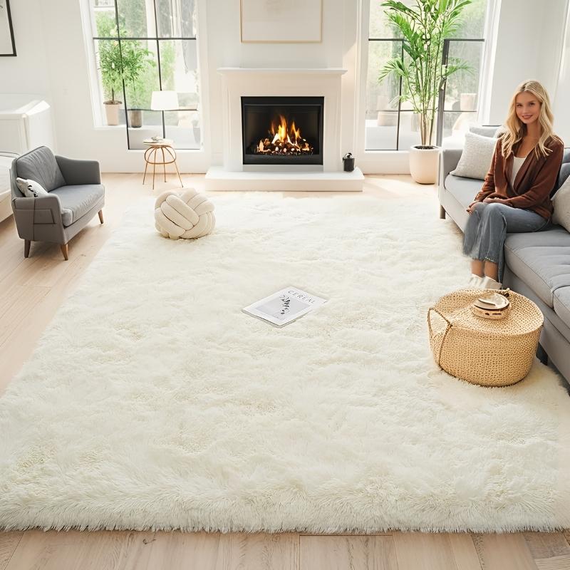 Luxury Black Large Area Plush Rug for Living Room Bedroom Fluffy Carpet,Shaggy Soft Bedside Rug Small Bathroom Floor Mat