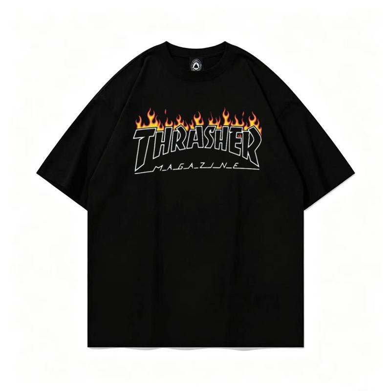 Летняя футболка Thrasher Skateboard Magazine 2025 с принтом букв Мужская Женская Оверсайз Хлопковая С коротким рукавом Повседневная Уличная Одежда Футболка Топ M