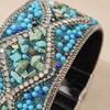 Magnetic Closure Rhinestone Bracelet Turquoise Color Charm Bracelet  Women Ladies