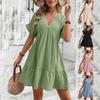 Women's Fashion Loose Flowy V-Neck Short-Sleeve Dress