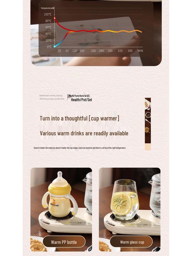 Constant Temperature Multifunctional Health Kettle: Automatic Office Tea Brewer & Glass Flower Teapot Gift.