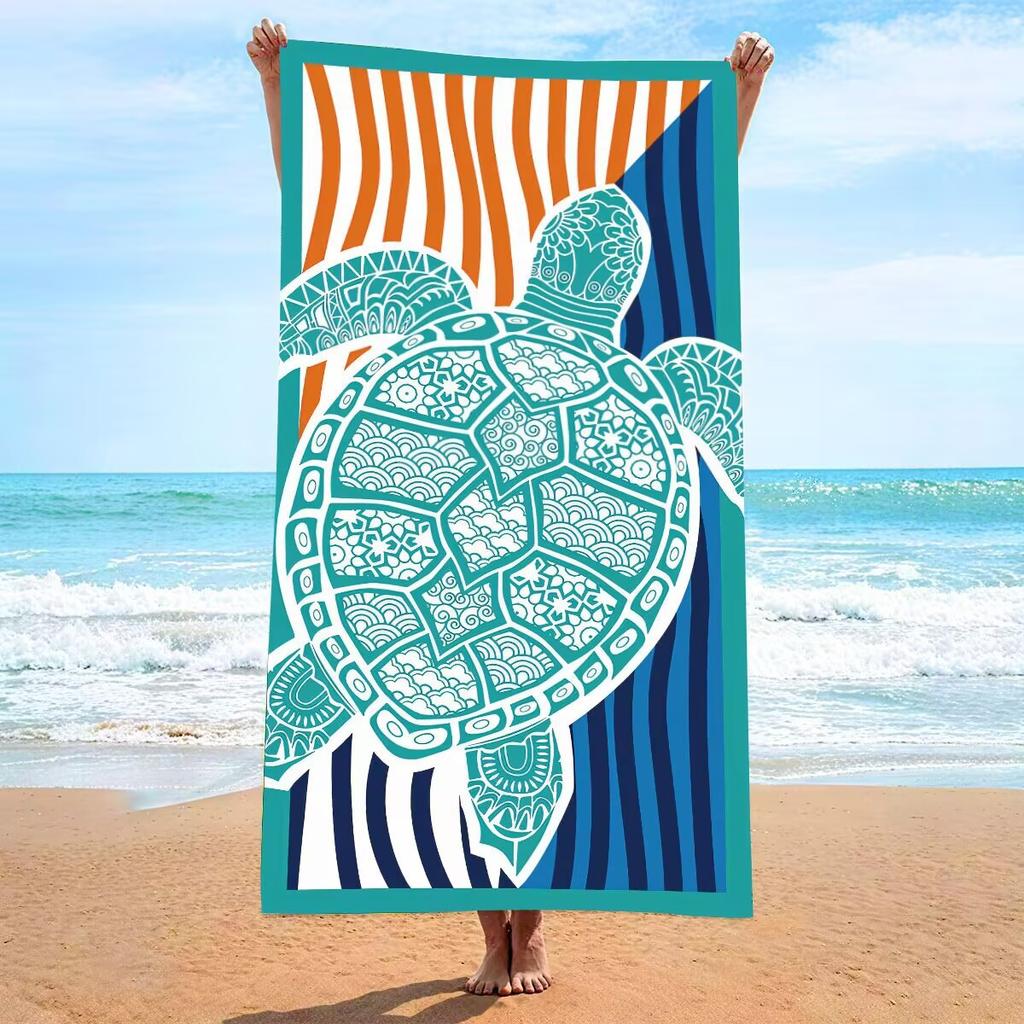 Seaside Beach Towel Microfiber Quick-Drying Double-Sided Digital Printing Beach Towel Non-Stick Sand Sun Protection Large Shawl