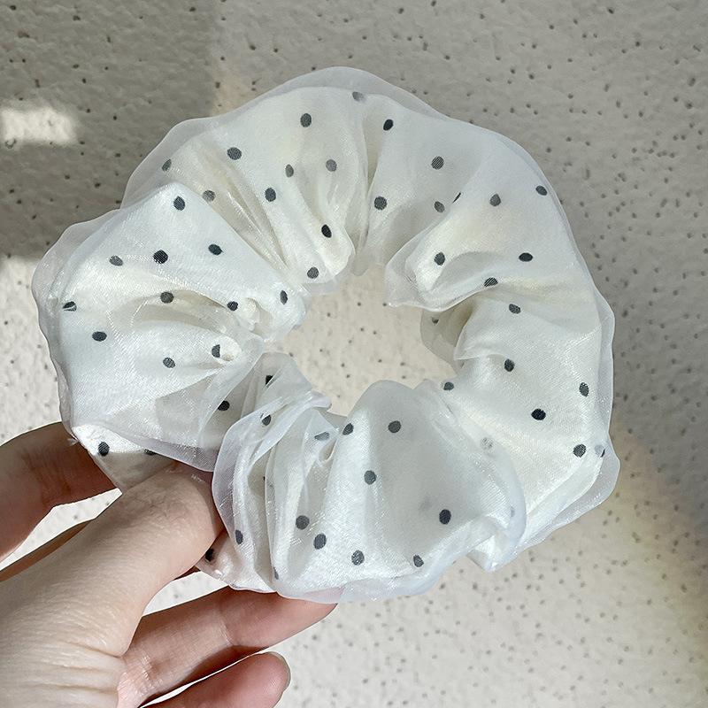 

Double-layer mesh floral printed hair ties, high elasticity ponytail hair bands, handmade fresh style fabric hair ties for girls