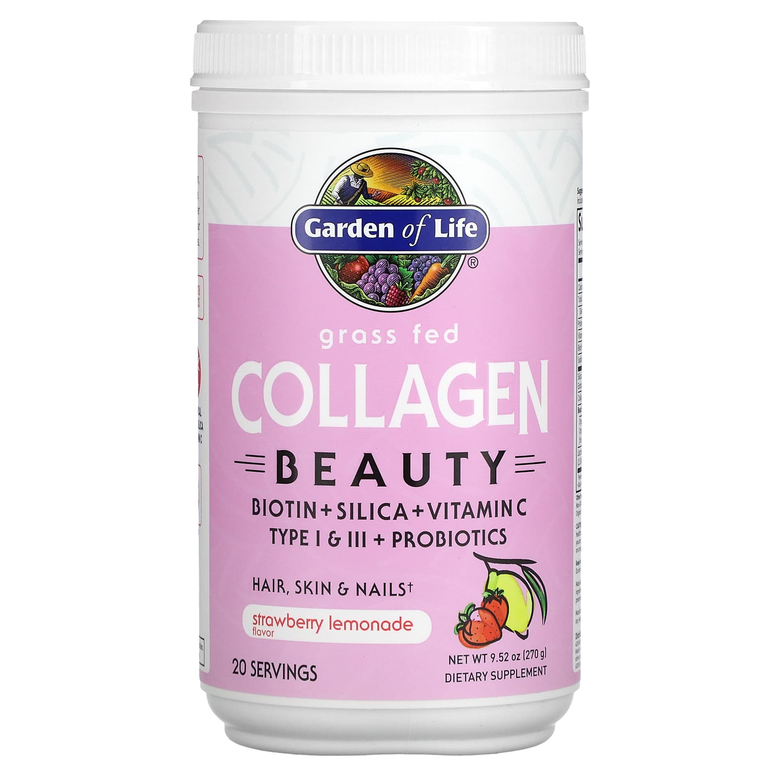 

Garden of Life, Grass-Fed Collagen Beauty, Strawberry Lemonade, 270 g (9.52 oz)