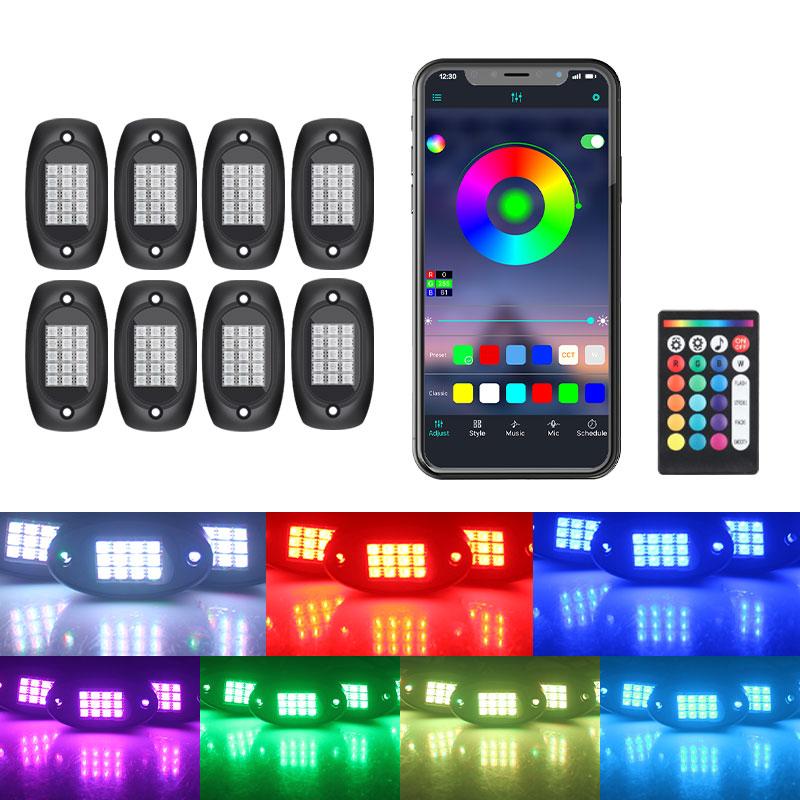 4/5/6/8/12 In 1 RGB LED Rock Lights for Truck Off Road Car Chassis Decorative Ambient Lights Underbody Neon LED Atmosphere Lamp