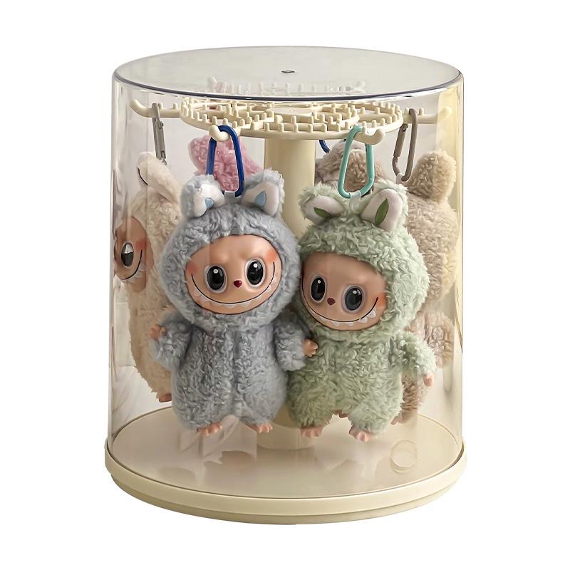 Rotating Labubu Plush Figurine Display Box and Stand