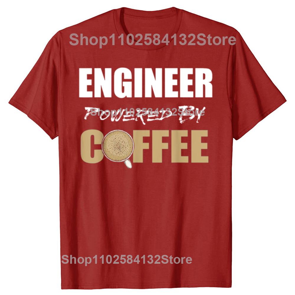 Funny Engineer Powered By Coffee Engineering Tshirts Men Womens Fashion Casual Tshirt 100 Cotton Loose Oversized T Shirt S