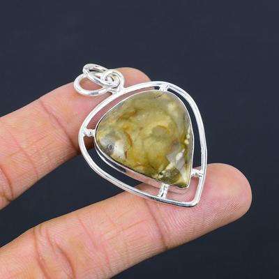 Gift For Her 925 Sterling Silver Natural Polychrome Jasper Gemstone Pendant