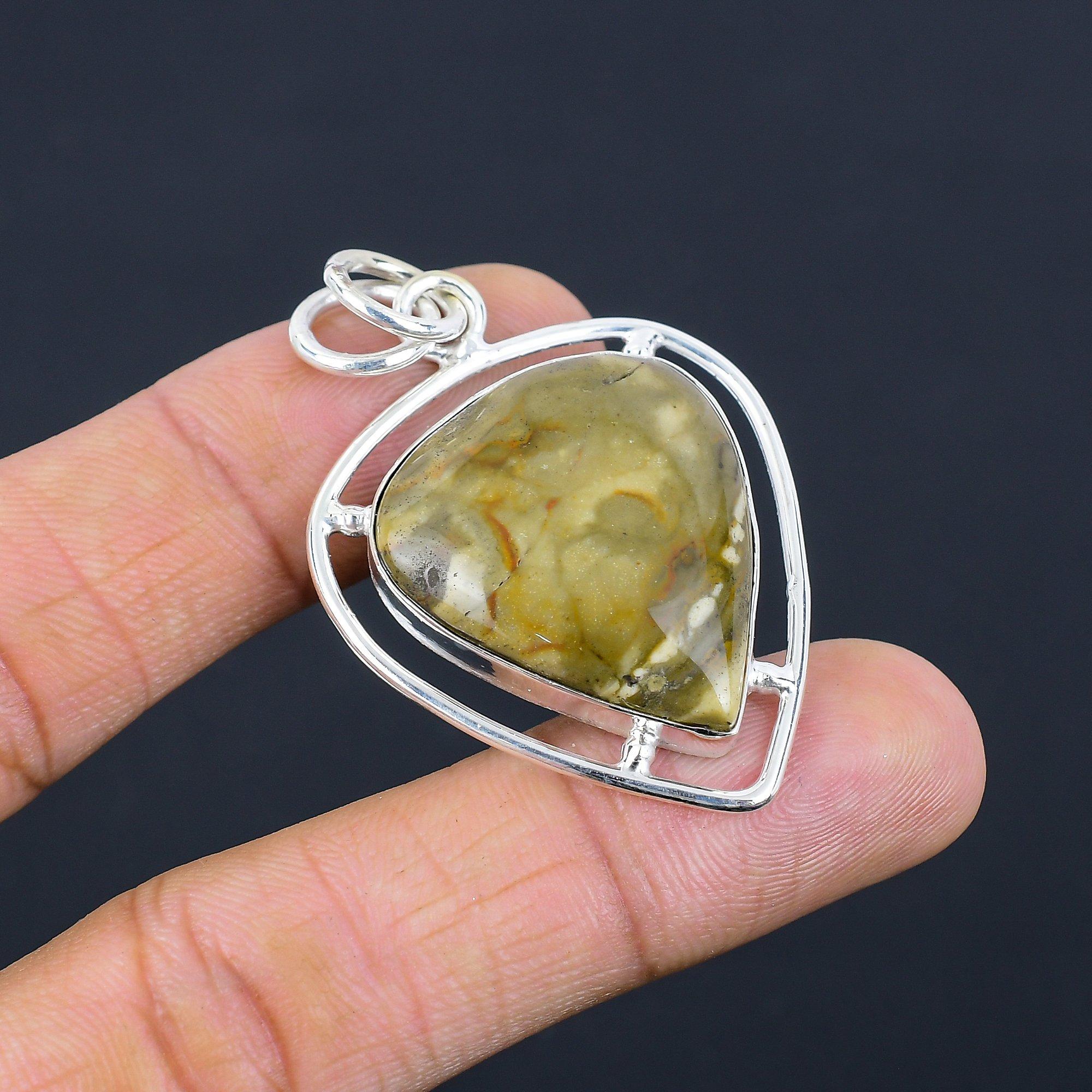 

Gift For Her 925 Sterling Silver Natural Polychrome Jasper Gemstone Pendant