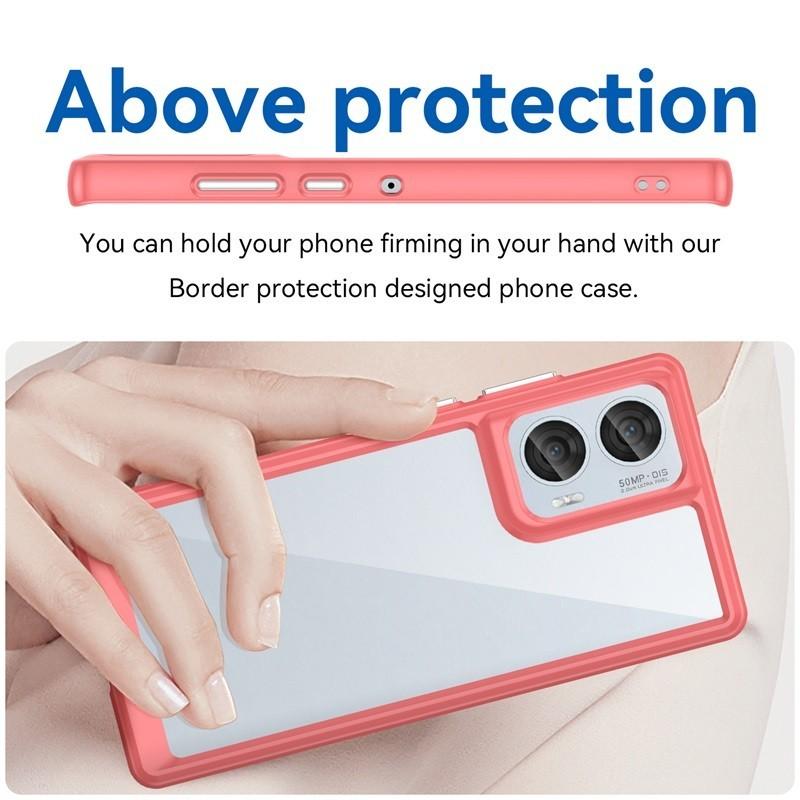 Transparente PMMA-Hülle für Motorola Edge 50 Fusion 50Fusion Bunte Weiche Kante Rückseitige Schutzhülle Bruchfeste Hartschale