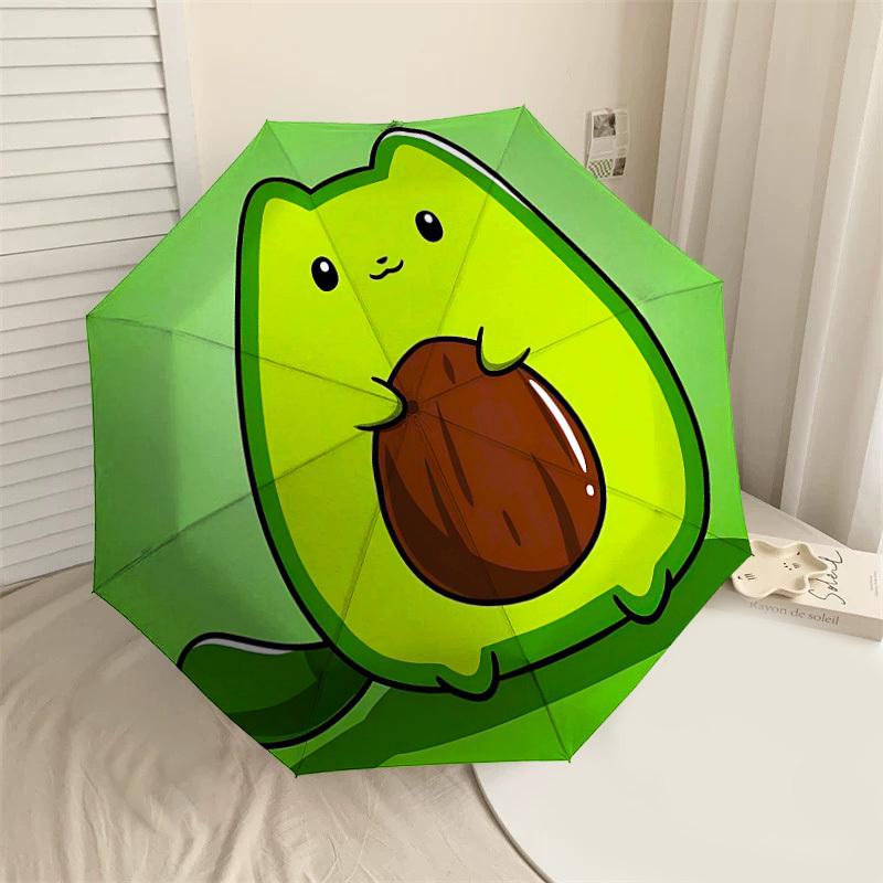 

1PC avocado cat Umbrella-8-Rib Reinforced Portable Folding Travel Suitable for All Seasons Outdoor Daily Use-H0396