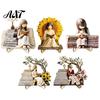 Exquisite Desktop Figurine Decor Wooden Reading Girl Figurine, Stable Pastoral Style Statue Decorative for Desk Decor, Artistic Healing Ornament,