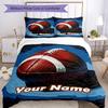 3PC Custom Name Football Art Bedding Set Duvet Cover Closure Includes 1 Duvet Cover & 2 Pillowcases for Bedroom