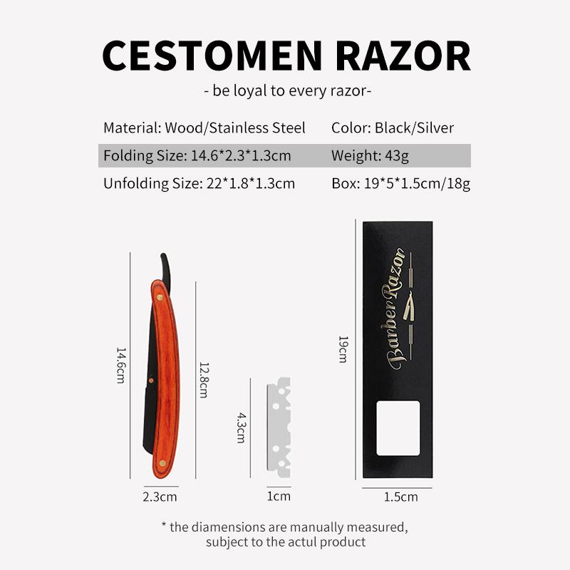 CESTOMEN Men Shaving Tool Stainless Steel Folding Classic Wood Shaver Razor Professional Manual Razors Knife Holder For Beard Styling