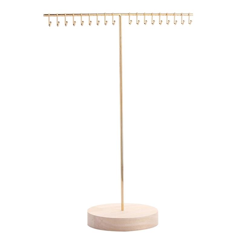 Elegant Iron Necklace Display Holder Effective Iron Necklace Holder with Wood Base Sturdy Jewelry Display Stand Rack