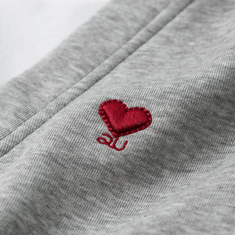 Women's Love Heart Embroidered Faux Layered Hooded Sweatshirt
