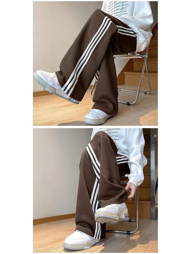 Men's Autumn/Winter Three-Stripe Loose Sweatpants – Trendy, Retro, Heavyweight Casual Pants