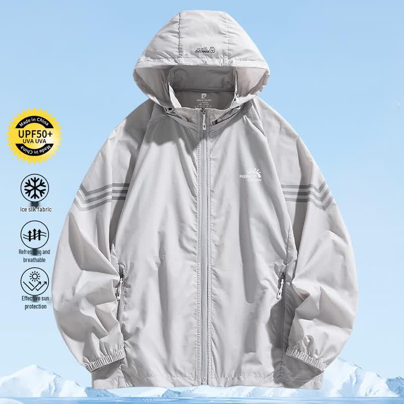 Pierre Cardin Men s UPF50+ Lightweight Ice Silk Hooded Sun Protection Jacket 5XL