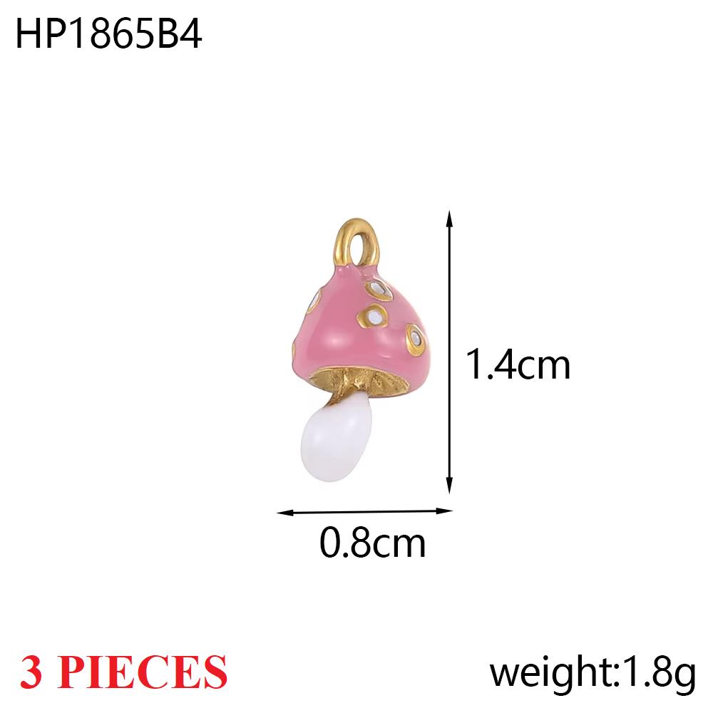 3PCS/LOT CARLIDANA Enamel Fruit Mushroom Charms Pendants Stainless Steel DIY Necklace Jewelry Making Accessories