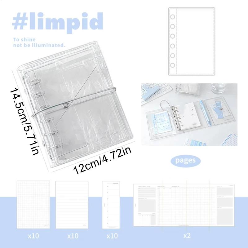 Refillable Clear Pvc Loose Leaf Notebook Fold Accordion Journal Aesthetic Pocket Planner