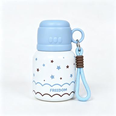 Water Bottle Sea Salt Bowl Cover Double Drinking Straw Stainless Steel Water Cup for Girls and Students Thermos Cup