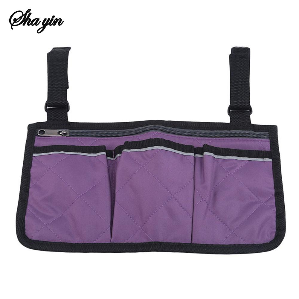 1PC Baby Stroller With A Bag That Has A Side Storage Pocket For The Wheelchair And A Reflective Storage Pouch On The Back.