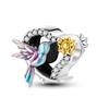 925 Sterling Copper Golden Sunflowers Heart Beads Pendant Charms Beads Fit 4MM Hole Diameter Bracelets Luxury Party DIY Zircon