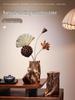 Zen Tabletop Vase with Dried Flowers for Living Room or Tea Room Decor