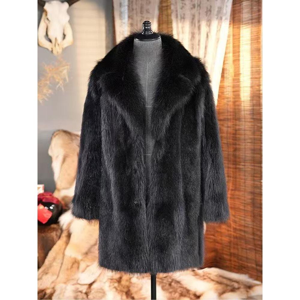 

Осень и Зима Новый Стиль Костюмный Воротник Пальто из Лисьего Меха Средней Длины Цельномеховое Мужское Толстое Теплое Пальто XXXXL