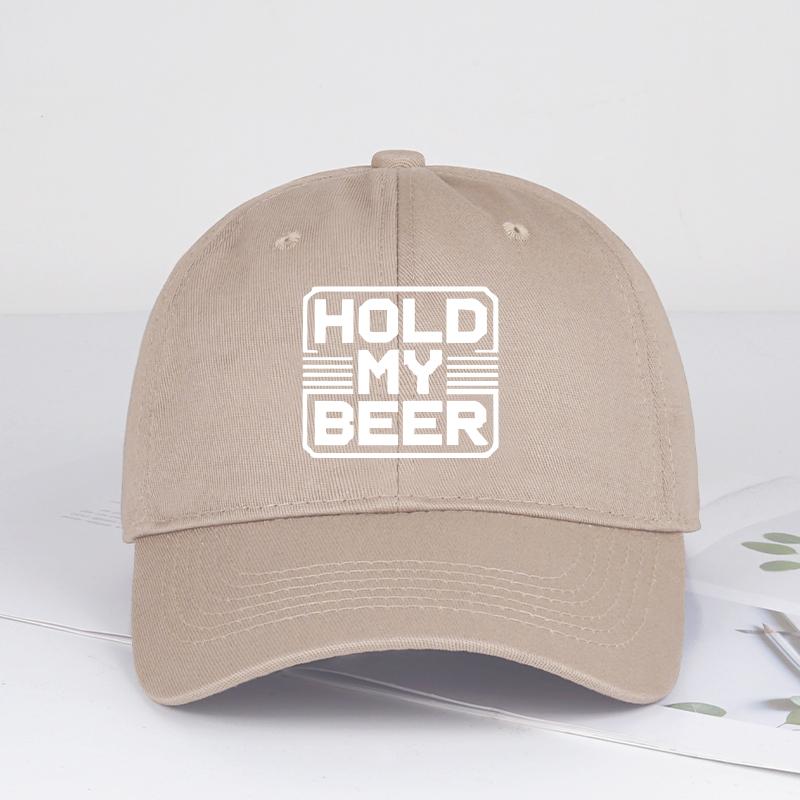 

HOLD MY BEER Printed Baseball Cap Soft Comfortable Breathable Adjustable Playful Retro Casual Style Trendy Fashion Unisex
